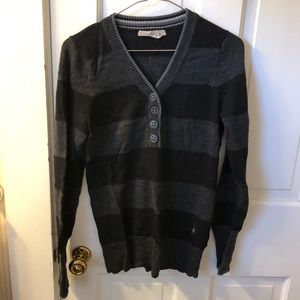 Smartwool | Dark grey and black striped v-neck-GUC